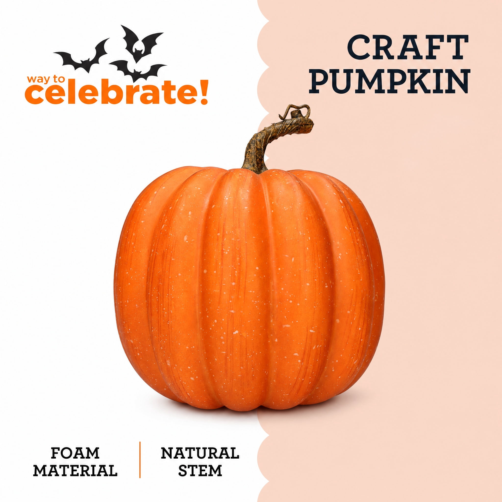 Tall Foam Pumpkin Tabletop Decoration, Orange, 8", Fall by Way To Celebrate
