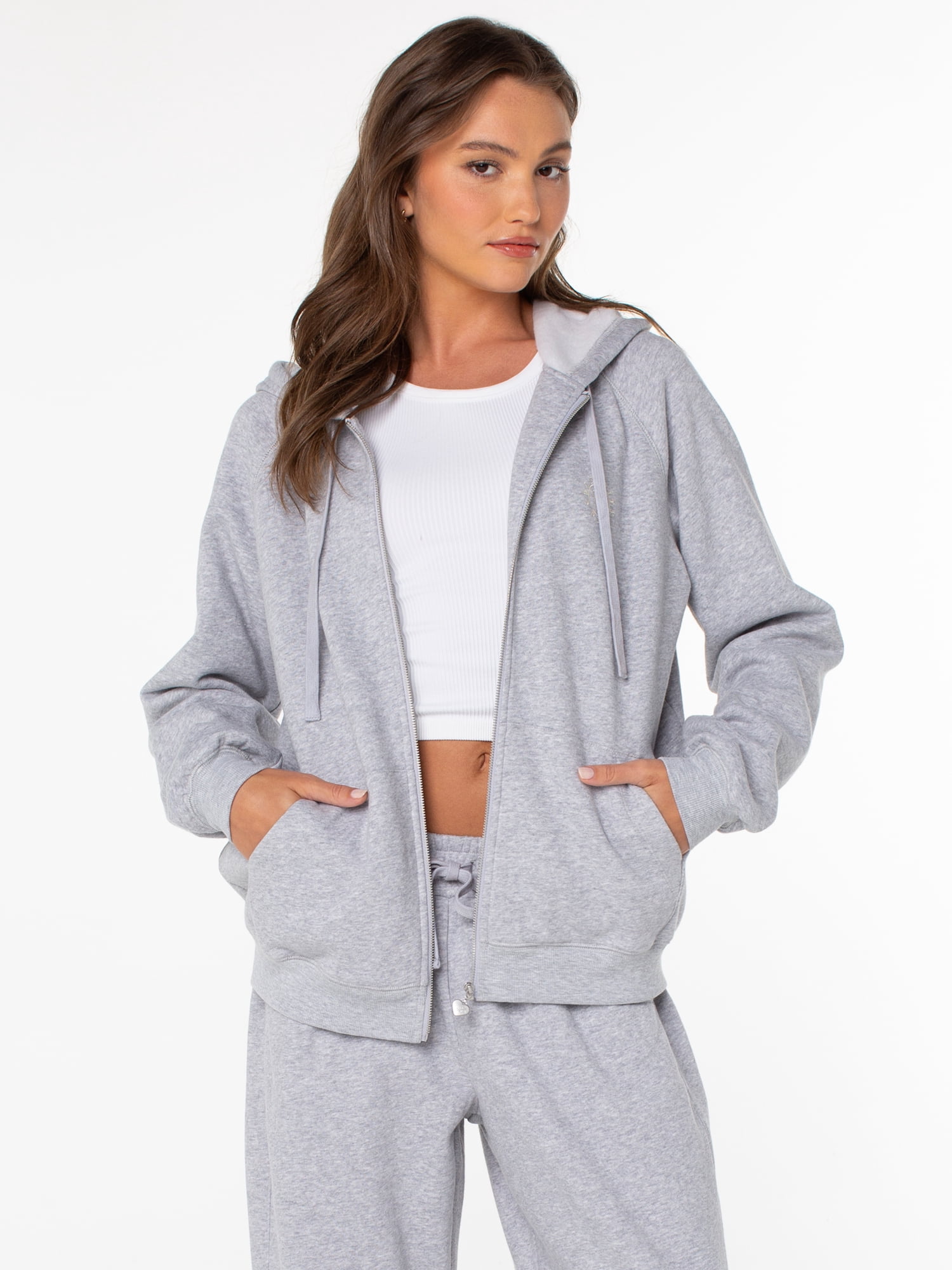 Celebrity Pink Women's Oversized Raglan Zip Hoodie, Sizes XS-XXXL