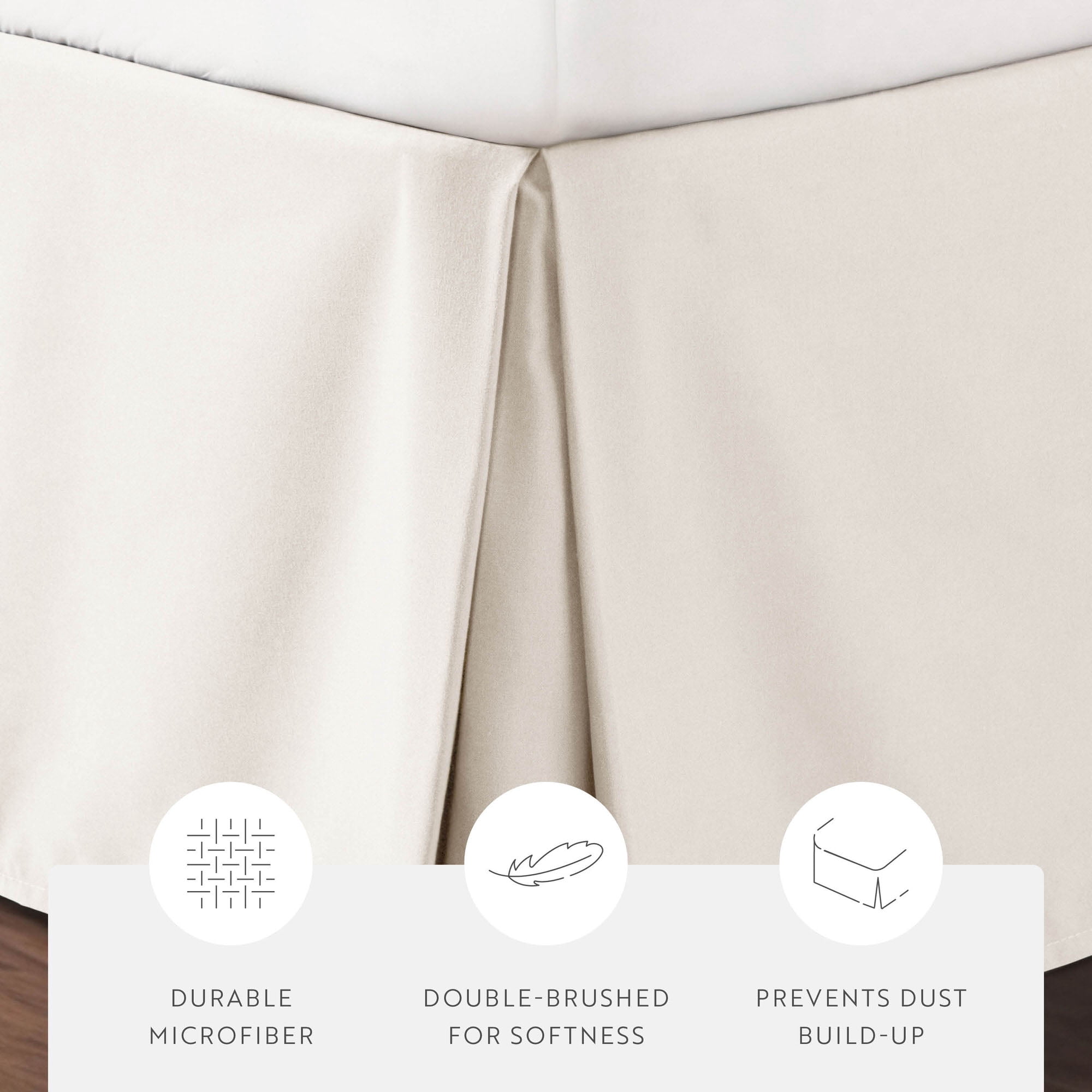 Noble Linens Ivory Pleated Dust Ruffle Bed Skirt, Full