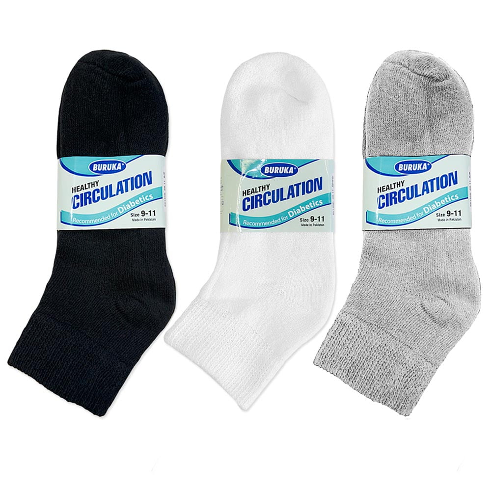 3 Pair Diabetic Ankle Circulatory Socks Health Support Mens Loose Fit