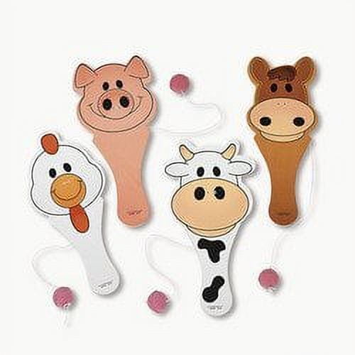 Fun Express Farm Animal Paddleball Games - 12 Pieces