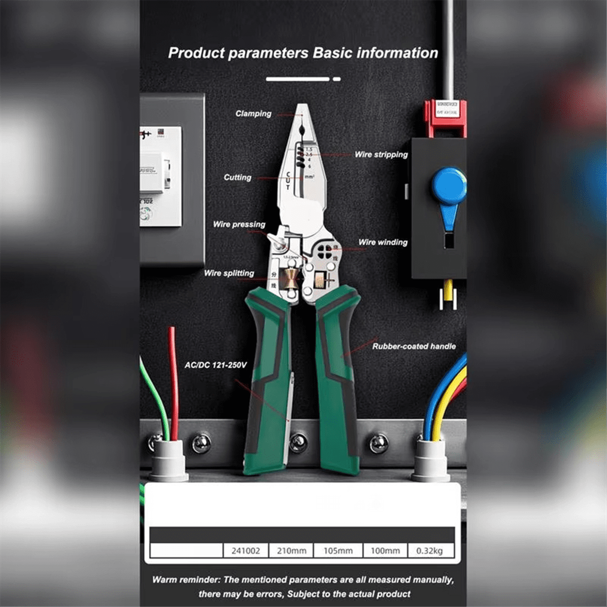 Wire Cutter Tool 10 in 1 Electrical Cable Stripper Plier Voltage Tester Scissors with Electricity Measurement Function