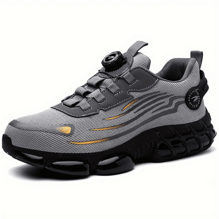 

SHENZHENXULIZX Trendy Men‘s Steel Toe Safety Shoes with Rotating Buckle Puncture Proof and Comfy Non Slip Shock Absorbing Rubber Sole Work Shoes