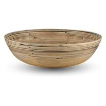 Bamboo Salad Bowl 12 Inch – Large Wooden Fruit Bowl 130oz for Kitchen Counter, Black Bamboo Serving Bowls for Parties, Eco-Friendly & Handmade