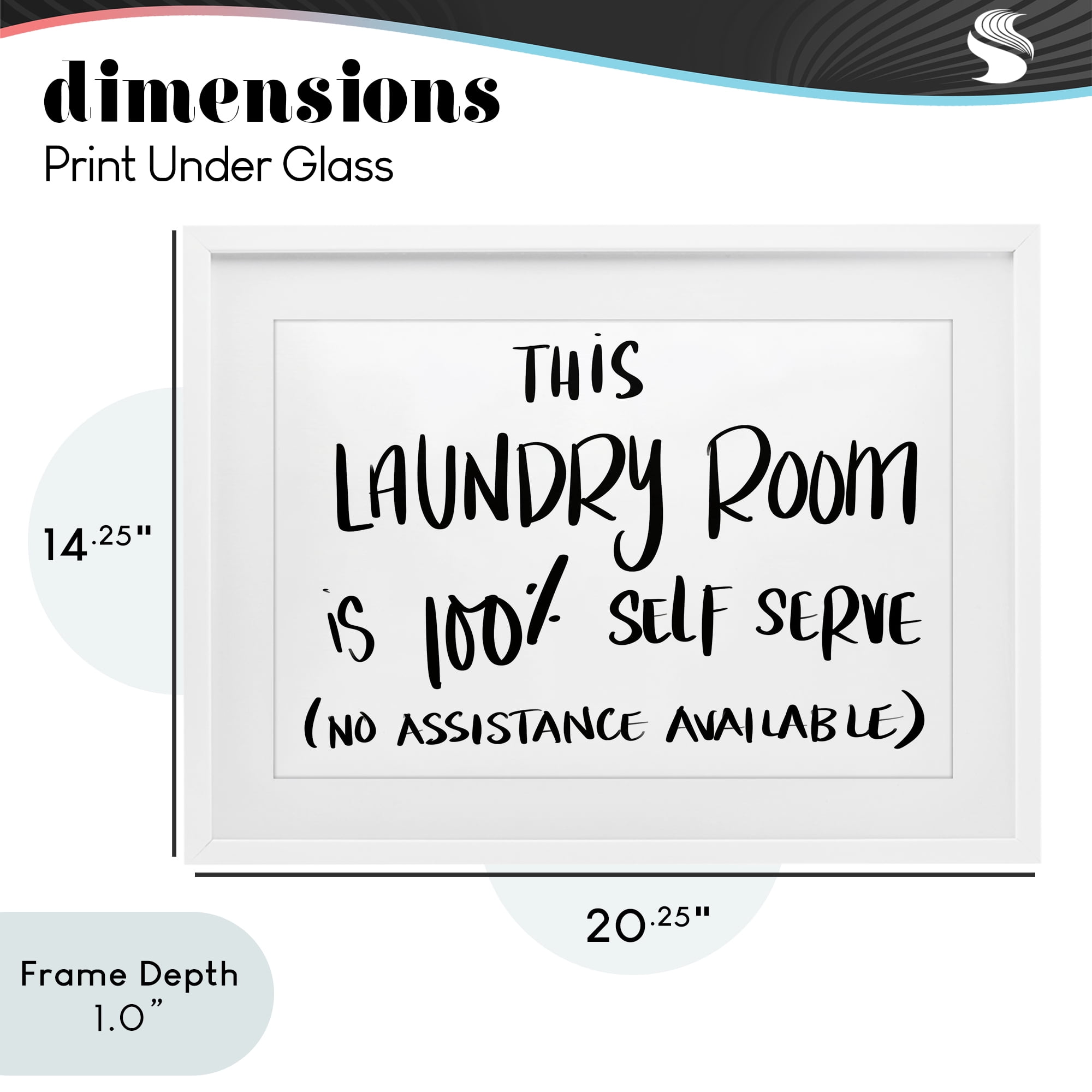 Stupell Industries Self Serve Laundry No Assistance White Framed Print Under Glass, design by SD Graphics Studio