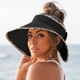 thumbnail image 2 of ZHENHONG Sun Hats for Women Summer Fashion Beach Holiday Sun Hat Floppy Straw Hat Casual Solid Color Headwear Black, 2 of 9