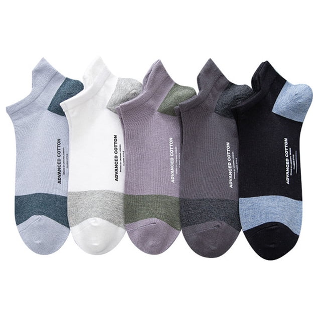 Men Low Cut Socks Soft 5 Pairs Breathable Moisture Wicking Tab Socks Short Socks