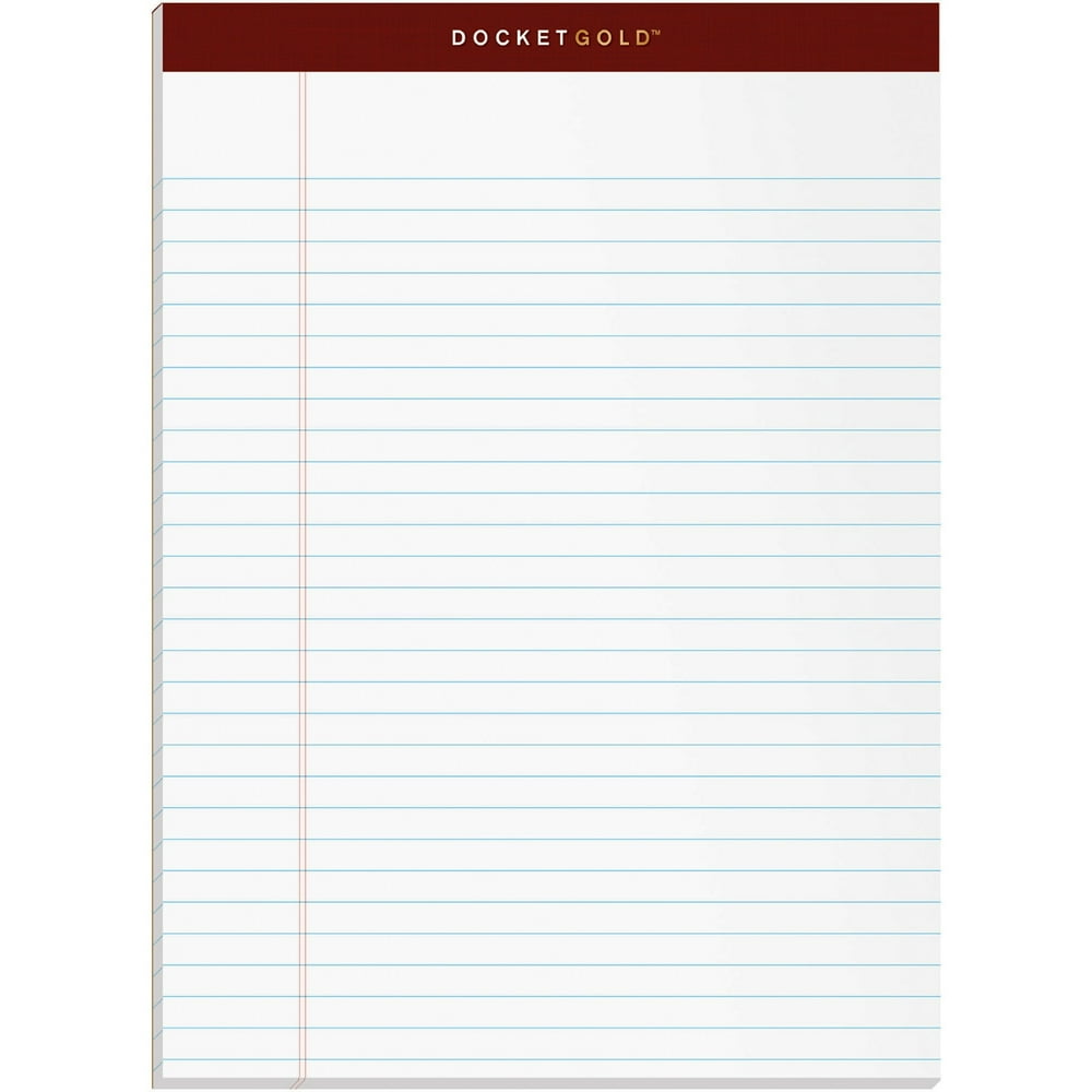 TOPS Docket Gold Writing Pads, 81/2 x 113/4, Legal Rule, 50 Sheets