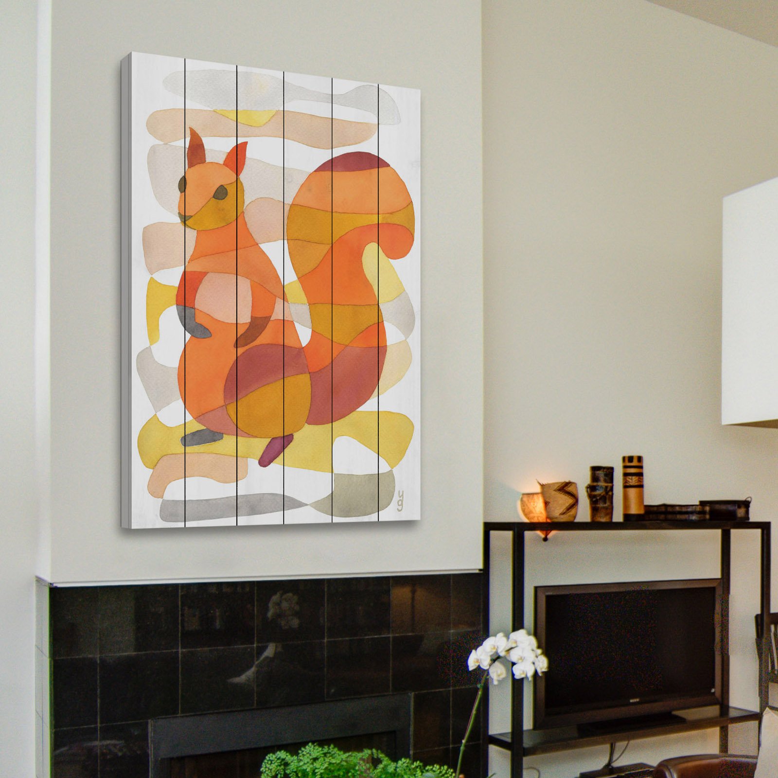 Marmont Hill "Squirrel" by Yolanta Gawlik Painting Print on White Wood