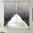 thumbnail image 2 of Blue Geometric Swag Curtains for Kitchen/Bedroom/Living Room, Modern Abstract Gradient Marble Scalloped Curtains 63 Inch Long, Rod Pocket Window Swag Topper Curtains Valances 2 Panels Set 36"x63", 2 of 8