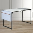 thumbnail image 5 of Homylin 47-inch Study Writing Table with 1 Side Storage Bag,Saving-Space Modern Computer Desk for Home Office, Wood Top with Metal Frame Black/White, 5 of 8