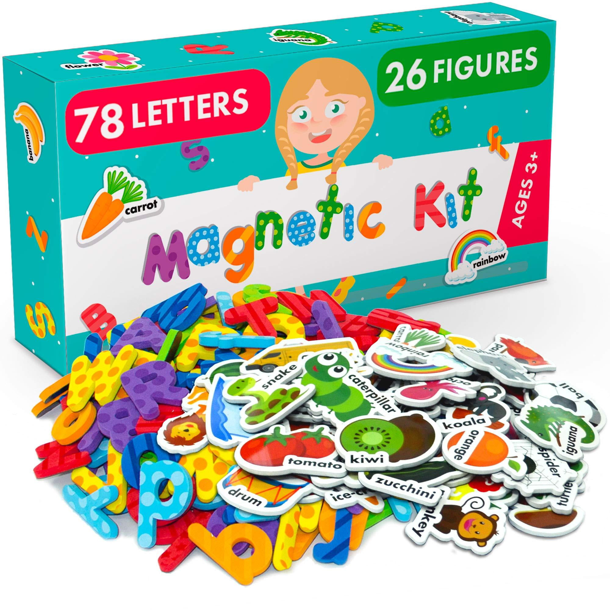 skrive et brev stof at straffe Magnetic Letters and Foam Magnets for Toddlers and Kids - Alphabet Magnets  for Fridge and Dry Erase Board - Baby Magnets with Zoo and Farm Animals -  Educational Toy for Preschool Learning - Walmart.com