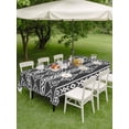 thumbnail image 4 of Outdoor Tablecloth with Umbrella Hole for Patio/Picnic/Party/Camping, Black Boho Waterproof Table Cloth Rectangle Table Cover Washable, Abstract Geometric Bohemia Ethnic Striped (60"x 84"), 4 of 8