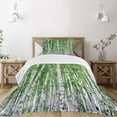 thumbnail image 3 of Ambesonne Birch Tree Quilted Bedspread Set 2 Pcs, Fresh Summer Leaves, Twin Size, Green White Black, 3 of 6