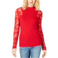 thumbnail image 1 of INC Suéter con mangas de encaje para mujer, rojo, mediano I-N-C Pull-over, 1 of 1