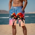thumbnail image 2 of JAJAHO Mens Hawaiian Beach Shorts Summer Vacation Coconut Tree Printed Loose Fit Casual Drawstring Shorts Trendy Bottoms, 2 of 5
