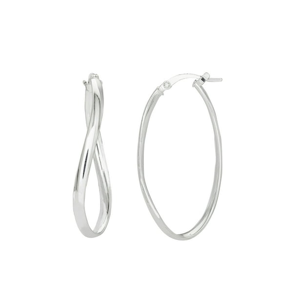 Brilliance Fine Jewelry Women's Sterling Silver Oval Twist Hoop Earrings