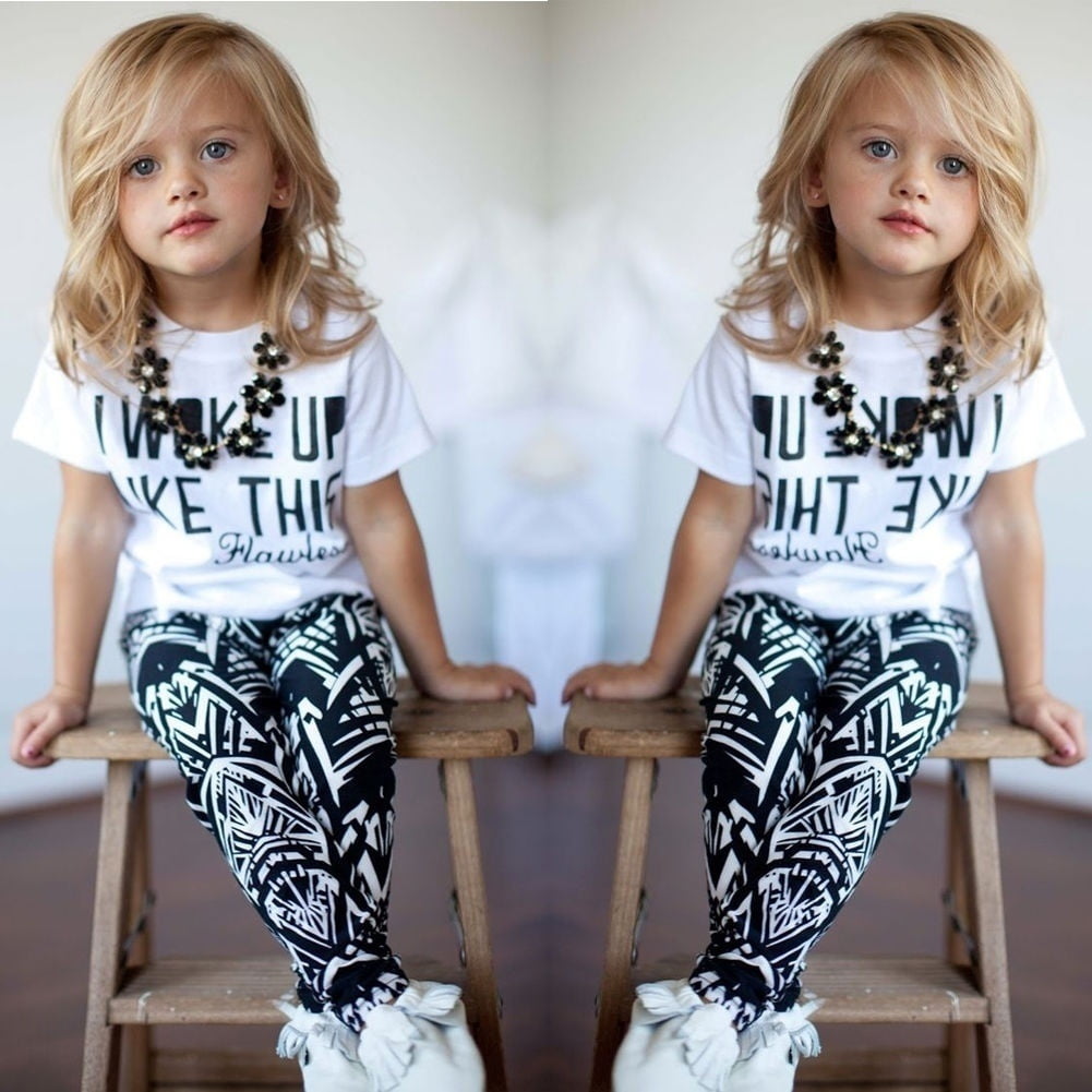 Toddler Baby Kids Girl Clothes Top T-shirt Pants Leggings Outfits 3PCS Sets USA 