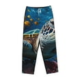 thumbnail image 4 of Goofa Ocean Coral Turtle Printed Soft Pajama Pants for Women, Wide Leg Comfy Casual Lounge Yoga Pants-Small, 4 of 9