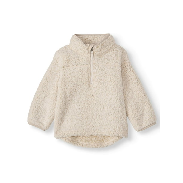 Wonder Nation Toddler Girl Mock Neck Quarter Zip Boucle Lined Sherpa