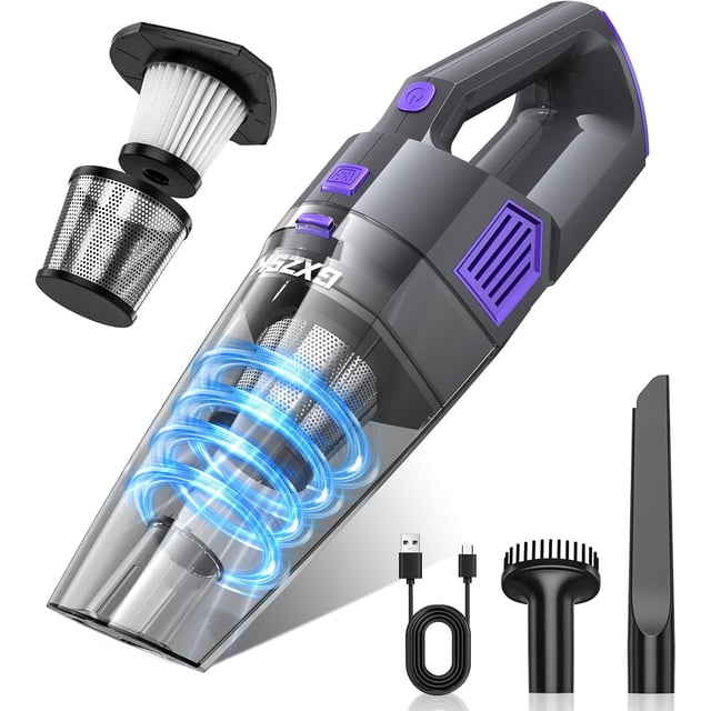 Handheld Vacuum Cordless, 15000PA Strong Suction Hand Held Car Vacuum Cleaner Rechargeable, Portable Hand Vacuum with Multi-Nozzles & Washable for Home Office, Car, Pets
