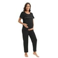 thumbnail image 5 of Women's Maternity Nursing Pajamas Set Zipper Breastfeeding Sleepwear Set Soft Short Sleeve Tops with Long Pants 2 Piece Pregnancy Loose Loungewear Pjs Set S-3XL, 5 of 7