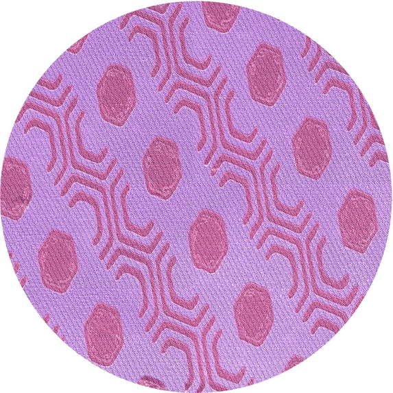 Ahgly Company Machine Washable Indoor Round Transitional Violet Purple Area Rugs, 4' Round