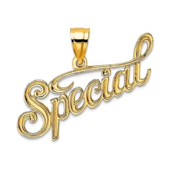 10k Gold Polished and Textured Special Pendant Necklace 15x25.4mm Wide Pendant for Women - .7 Grams