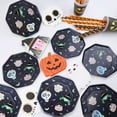 thumbnail image 2 of Vajilla desechable con temática de dibujos animados para Halloween, platos de papel con esqueleto, vampiro, bruja, vasos, pancarta de paja, globos, decoraciones para fiestas, 2 of 4