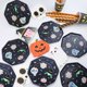 thumbnail image 2 of Vajilla desechable con temática de dibujos animados para Halloween, platos de papel con esqueleto, vampiro, bruja, vasos, pancarta de paja, globos, decoraciones para fiestas, 2 of 4