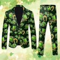 thumbnail image 2 of Men's St. Patrick's Day Printed Lapel Button Suit with Pants, Jacket & Tie - Shamrock Green Party, 2 of 5