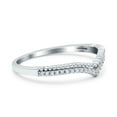 thumbnail image 3 of Art Deco Half Eternity Stackable Curved V Chevron Midi Band Ring CZ 925 Sterling Silver Size 5, 3 of 6