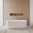 thumbnail image 2 of Juliette 67 Inch Freestanding Bathtub in White with Floor Mounted Faucet, Drain and Overflow Trim in Brushed Nickel, 2 of 7