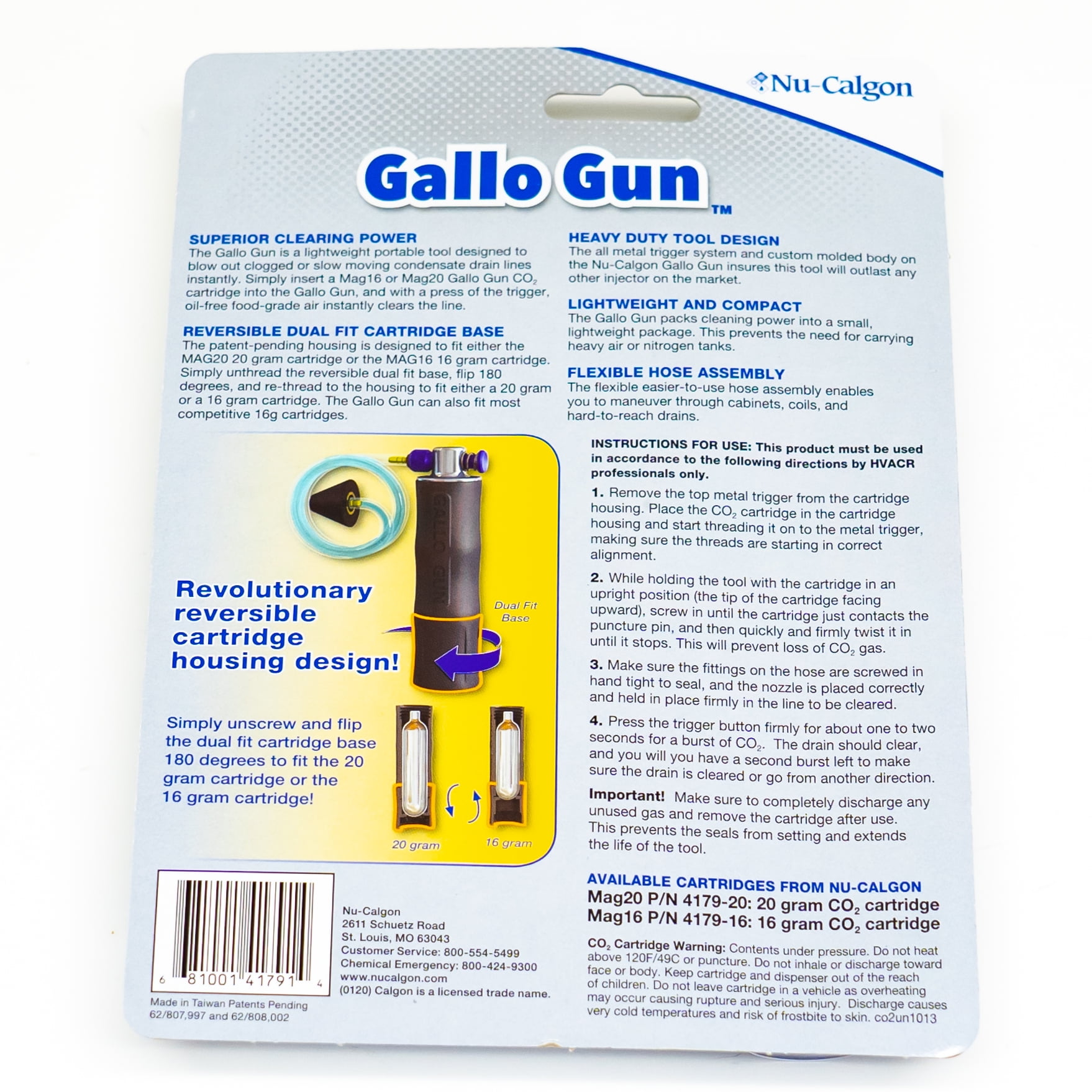 Nu-Calgon 4179-01 Gallo Gun - Clears Condensate Drain Lines 1 Pack