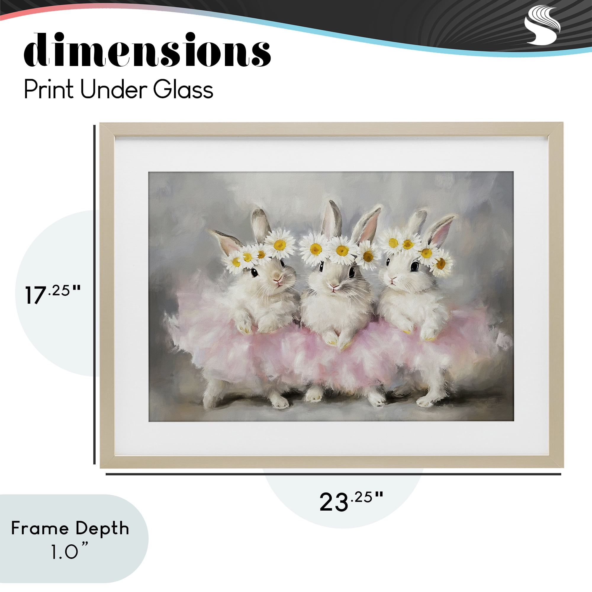 Stupell Industries Dancing Bunnies in Tutus Birch Framed Print Under Glass, design by Tina LeCour
