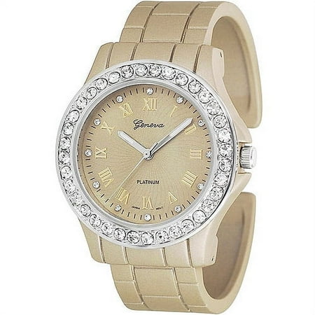 Brinley Co. Women's Rhinestone-Accented Roman Numeral Cuff Watch