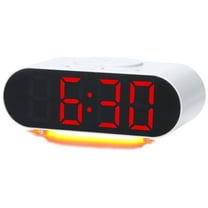 REGALWOVEN Oval Alarm Clock with Nightlight, Dimmable, 12/24H,USB Port, Wireless Charging, Decorate for Bedroom 7.1 x 3.1 x 2.4 inch Red