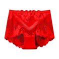 thumbnail image 1 of Aayomet String sous-Vêtements pour Femmes Taille Haute Creuse Culottes en Coton (Rouge, L), 1 of 5