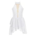 thumbnail image 1 of Miaeowve Robe de Danse Lyrique Moderne Contemporaine pour Filles Sans Manches Col Licou Justaucorps Robe de Ballet Tenue de Danse Blanche 10, 1 of 5