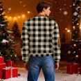 thumbnail image 7 of Men's Casual Checkered Print Semi-Zipper Retro Long Sleeve Sports Sweatshirt - Vintage Style with Check Design for Athletic and Casual Use,Army Green,L, 7 of 7