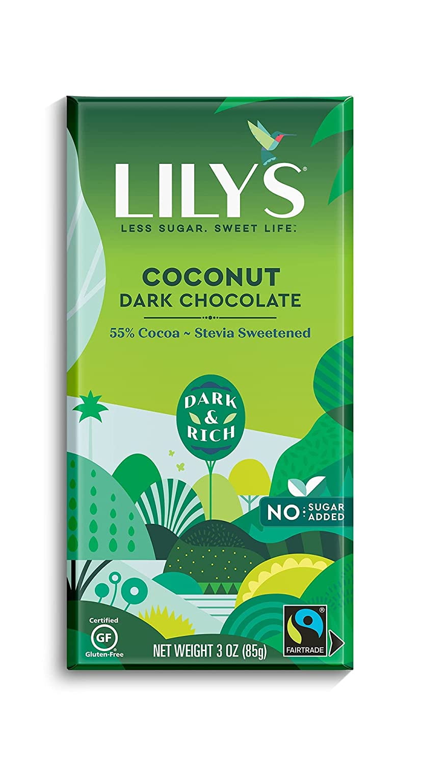 Lily's Dark Chocolate with Stevia Coconut 3 oz Pack of 2