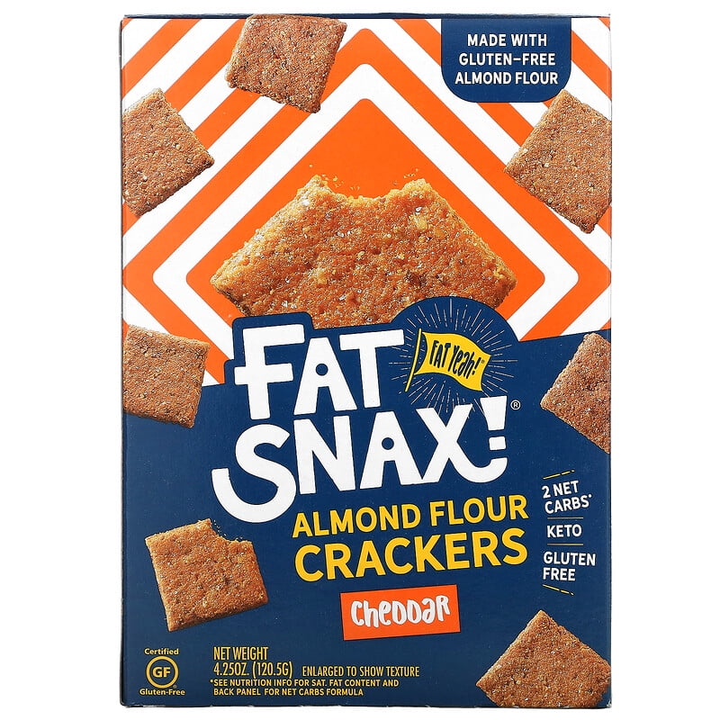 Fat Snax, Almond Flour Crackers, Cheddar, 4.25 oz Pack of 2