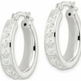 thumbnail image 2 of Sterling Silver Polished Floral Oval Hoop Earrings (24.5 X 19.3) Made In India qe15908, 2 of 6
