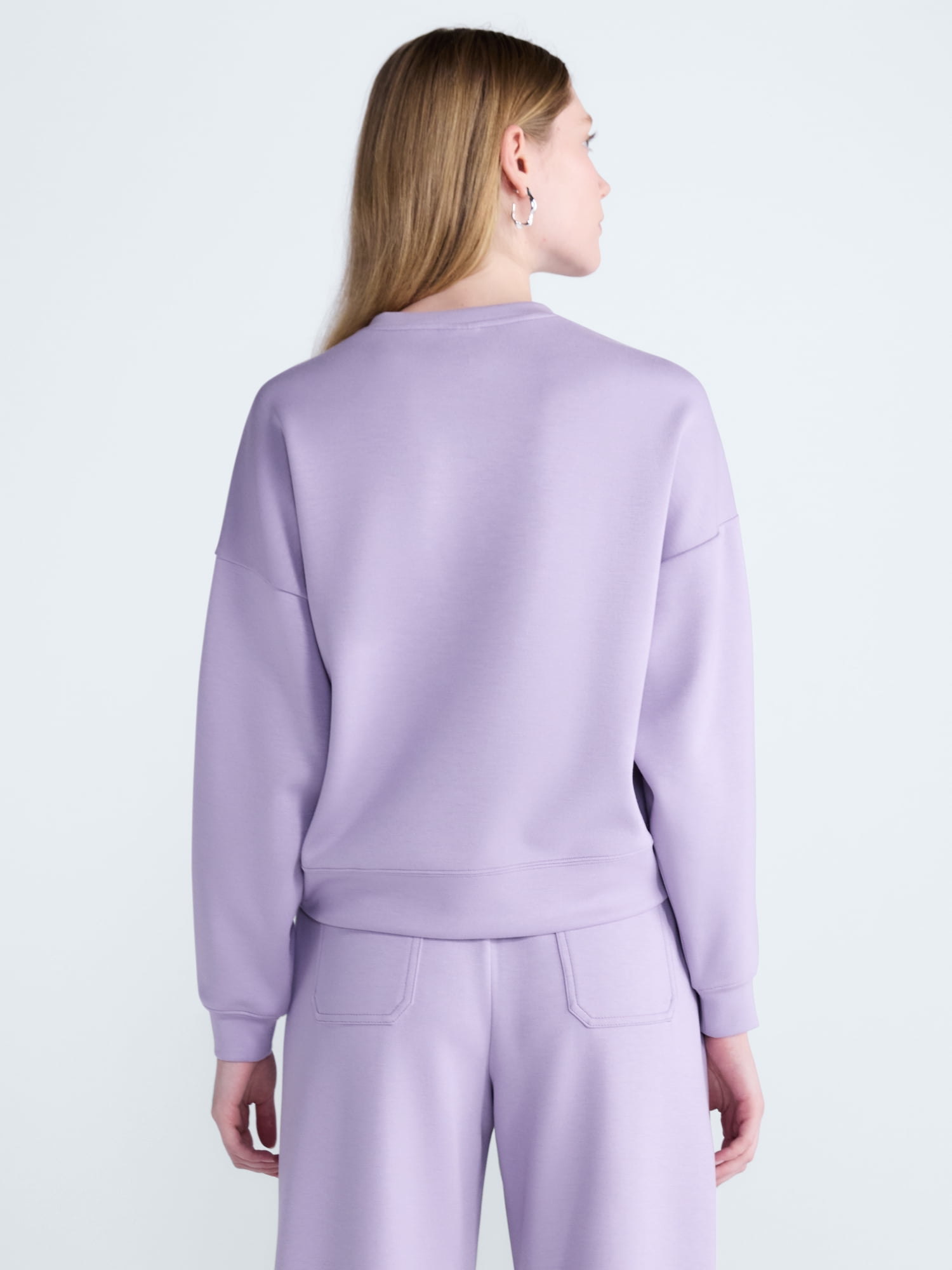 Scoop Women's and Women's Plus Scubaknit Cropped Sweatshirt with Drop Sleeves, Sizes XS-4X