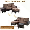 thumbnail image 6 of Aukfa 75" L-Shape Sofa Couch with 2 Ottomans, 3-Piece Sofa Living Room Sofa Set, Leather, Brown, 6 of 7