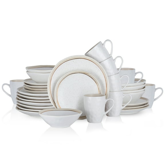 Stone Lain Clara Porcelain Collection Dinnerware Set, 32-Piece Service for 8, White