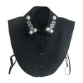 thumbnail image 3 of Women's Embellished Detachable False Collar, Pearl and Rhinestone Chiffon Collar, Elegant Wedding Blouse Accessory, Adjustable Mock Neck Piece for Dresses and Sweaters - Black, 3 of 7