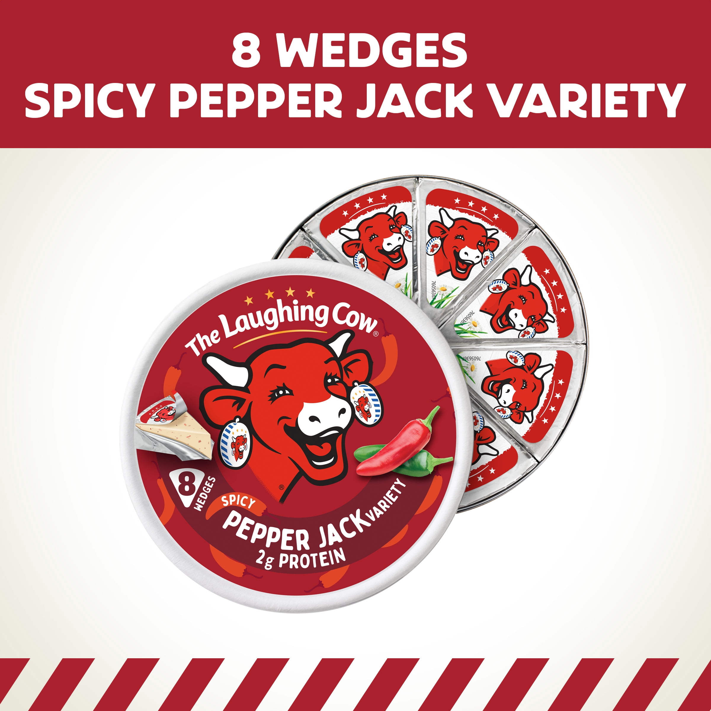 The Laughing Cow Creamy Spicy Pepper Jack Variety Spreadable Cheese Wedges, 5.4 oz Box