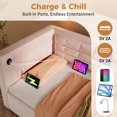 thumbnail image 4 of Twin Size Upholstered Daybed with Charging, Comfy Velvet Sofa Bed with Hydraulic Storage, Wooden Slats and Tufted Back, Without Mattress, Pink, 4 of 9