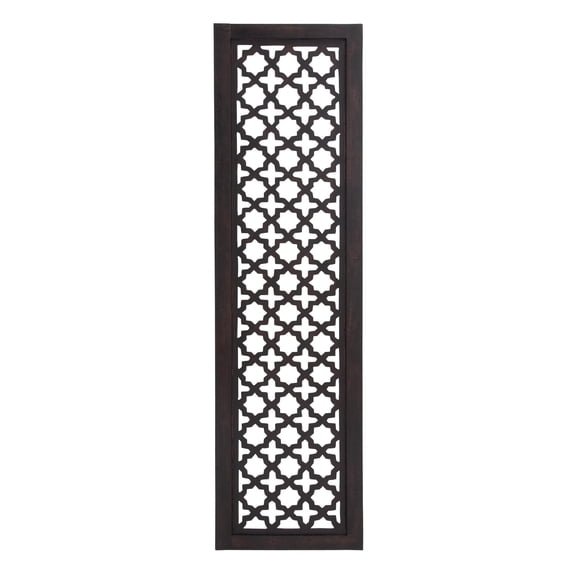 DecMode Black Wood Handmade Carved Geometric Wall Decor